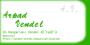 arpad vendel business card